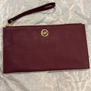 Maroon Leather Michael Kors Wristlet
